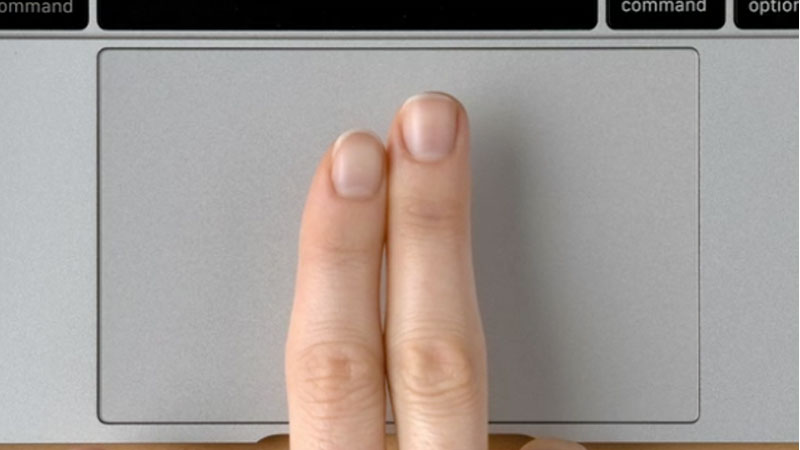 Verwenden Sie das Mac Trackpad mit zwei Fingern